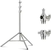 [NEEWER] 7.2ft/2.2m Stainless Steel Light Stand, Spring Cushioned Heavy Duty Photography Tripod Stand with 1/4” to 3/8” Universal Screw Adapter for Strobe,LED Video Light,Ring Light, Monolight, Softbox