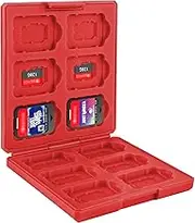 Linkidea Game Card Case Compatible with Nintendo Switch NX/NS, Hard Shell Protective Storage Carrying Box with 12 Card Slots and 12 Micro SD Card Holders (Red)