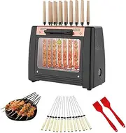 360° Automatic Rotating Electric Grill, 16 Skewers Electric Rotary Grill, 1200W Smokeless Electric Barbecue Grill, 360° Even Heating, Temperature 0-260° Heating/overheat Protection,Easy Clean