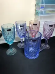 Marquis By Waterford - Iced Bev Brookside Pastel Set - 4 Glasses 1 Blue Pitcher
