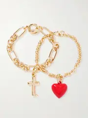 [Roxanne Assoulin] Roxanne Assoulin - The Happy Heart Initial Set Of Two Gold-tone And Enamel Bracelets - R R Gold