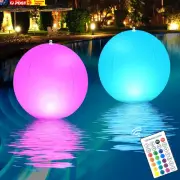 Solar Floating Pool Lights 2 Pack, 14In Led Pool Lights with Remote Control,Ip68