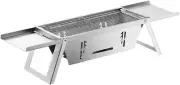 Table Top Mini Barbecue Charcoal Grill Stainless Steel Foldable Portable BBQ Tra