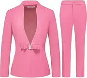 [MODFUL] Women's Business Pant Suit Set 2 Piece Slim Fit Blazer Jacket One Button Buckle Closure Lady Work Suit for Office