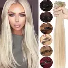 AAAAA+ Thick Double Weft Clip In 100% Remy Human Hair Extensions White Blonde