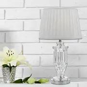 Modern Glass Table Lamp in Chrome or Gold w/ White or Black Shade