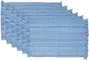 DII 100% Cotton, Tonal Fringe, Variegated, Machine Washable, Everyday Kitchen Basic Placemat, Set of 6, Light Blue