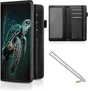 [Decahouy] CheckBook Cover for Women Men,Personal Checkbook and Register,Leather RFID Blocking Check Book Wallet,with Credit Card Slot & Elastic Strap and Women's Checkbook Covers, Cute Green Sea Turtles, Casual