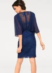 Ashley Brooke Cocktailkleid Blau Spitze EVENT Abendkleid Chiffon