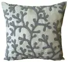 Decorative Cushion Cover Silver 16"x16", Couch Decor Silk - Silver Coral