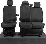 Compatible with Renault Master (2010-2024) Front Seat Covers, Tailored Black Waterproof