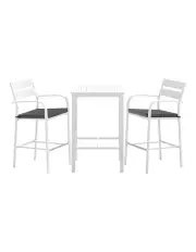 [Gardeon] Outdoor Bar Stools Dining Chairs Table Patio 3-Piece Set in White