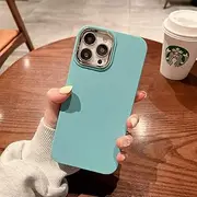 Liquid Silicone Square Matte Soft Case for iPhone 13 12 11 Pro Max XR XS X 7 8 Plus Plating Camera Ring Shockproof Cover,Cyan,for iPhone 11