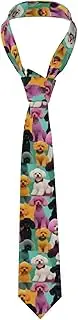 OAZCVBNN Poodles Dogs Print Men's Ties Wedding Tuxedo Sets Essential Tie Accessories 1.4 IN x 3.1 IN x 4.76 FT