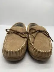 NIB Minnetonka Men's Pile Lined Hardsole Moccasin Suede Slipper size 10 M