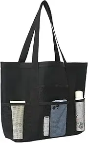 [Generic] Beach Bag | Waterproof Sports Tote Bag | Large Capacity Sports Pouch, Foldable Mesh Handbag for Slippers Swimming