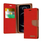 Mercury Goospery Canvas Diary Flip Case For Apple iPhone 13 (6.1") - Red
