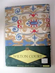 Wilton Court Cotton Polyester Tablecloth 60"84" Oval Holiday Celebration Nouveau