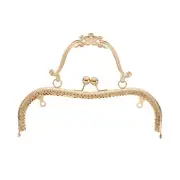 Metal Purse Frame,7.9" Retro Arch Kiss Lock Clasp Frame Embossed,Light Gold