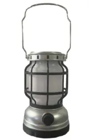 ZJ Solar Camping Lantern LED Outdoor Emergency Hiking USB Silver #ZJ-1990T