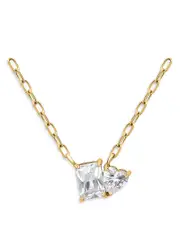Aqua Baguette & Heart Cubic Zirconia Pendant Necklace in 18K Gold Plated Sterling Silver, 16-18 - Exclusive