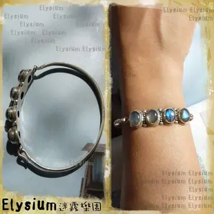 Elysium‧迷霧樂園 〈CLS001E〉尼泊爾‧四顆款 透亮藍光 拉長石 925銀 搭扣型手鐲/手環