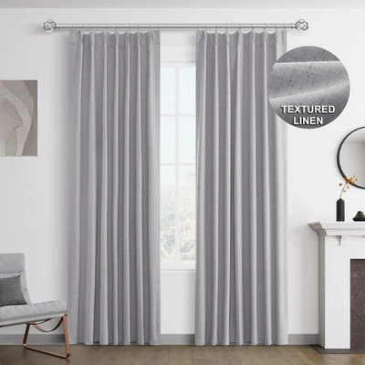 Joywell Linen 100% Blackout Curtains 90 Inch Long,Pinch Pleated Back Tab Drap...
