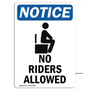 No Riders Allowed With Symbol OSHA Notice Sign Metal Plastic Decal