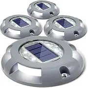 Siedinlar Solar Deck Lights Solar Lights Outdoor White LED Light Waterproof Garden Decor for Garden Driveway Pathway (4 Pack)