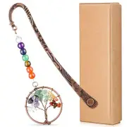 7 Chakra Crystal Bookmark Vintage Metal Bookmark with Gift Box Tree Book Mark...