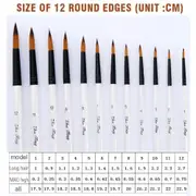12Pcs Tip Flat Paint Brushes Set Artist Acrylic Oil Watercolor Painting Craft Kit Nylon Artists Brushes