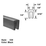 SBR Rubber U-Channel Push-On Trim - Ht. 5/16" x Wd. 1/4" - Black - 25 ft
