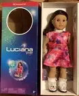 American Girl Luciana Vegas Doll + Book NIB 18 " GOTY Necklace Purple Hair Purse