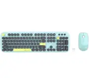 Colorful Wireless Computer Keyboards Mouse Combos Polychrome Round Keycaps Re...
