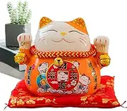 Maneki Neko Figurine, Cute Lucky Cat Figures, 4.5in Creative Ceramics Home Decorations, Fortune Cat, Decor Ornaments, Animal Characters Figures, Wealth Cat Figurine for Landscape Scenes