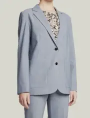 $365 Theory Women's Blue Wool Patch Pocket 2 Button Blazer Coat Jacket Size 12