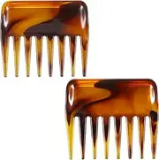 Piriuuo 2 Pcs Mini Wide Tooth Comb, Portable Detangling Combs Travel Comb Large Tooth Comb for Women Hick Hair Wet & Dry (Amber)