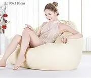 ZLYTQZHGBHD No Filler Bean Bag Cover Home Sofa, Lazy Casual Tatami Beanbag Chair Furniture Couch (Color : Beige L)