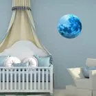 Glow In The Dark Luminous Moon 3D Wall Stickers - Blue