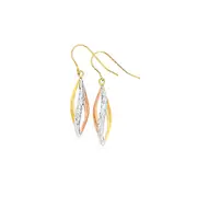 9ct Tri Tone Twist Drop Earrings