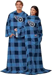 FOCO Tennessee Titans NFL Buffalo Plaid Oversized Wearable Throw Blanket - 48" x 71"