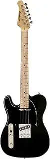 Sawtooth Classic ET 50 Ash Body Left Handed Electric Guitar Black w/Black pickguard