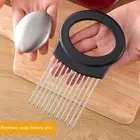 Meat Tenderizer Tool Even Cutting Vegetable Slicer Stainless Steel Onion Holder