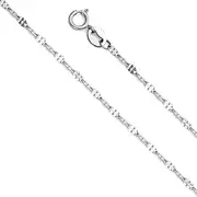 [JewelryWeb] 14k White Gold 1.7mm Twist Sparkle Cut Mirror Chain Necklace Chain-Necklace for Women and Men