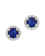 Diana M. Fine Jewelry 14K 0.90 ct. tw. Diamond & Blue Sapphire Studs