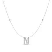 Brilliant Claw Initial N Slider Necklace with 0.40ct of Laboratory Grown Diamonds in Mirage Sterling Silver and Platinum