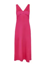 Max Mara Weekend Gambero Satin Midi Dress - Fuchsia - 12 (UK12 / M) 12 (UK12 / M)