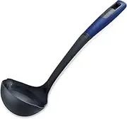 Tasty Everyday Soup Ladle for Left & Right Handed Users, Soft-Touch Handle Soup Spoon for Cooking & Serving Soup, Spoon Ladle with Measurements, Kitchen Utensil, Colours: Dark Blue & Grey