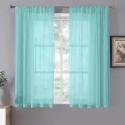 Short Sheer Curtain Linen Textured Bedroom Curtains Light Filtering Rod Pocket V