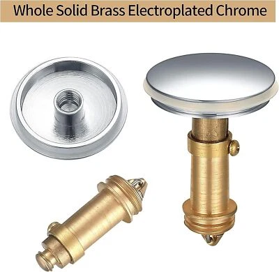 Pop Up Basin Waste Slotted Bathroom Chrome Sink Push Button Click Clack Plug UK